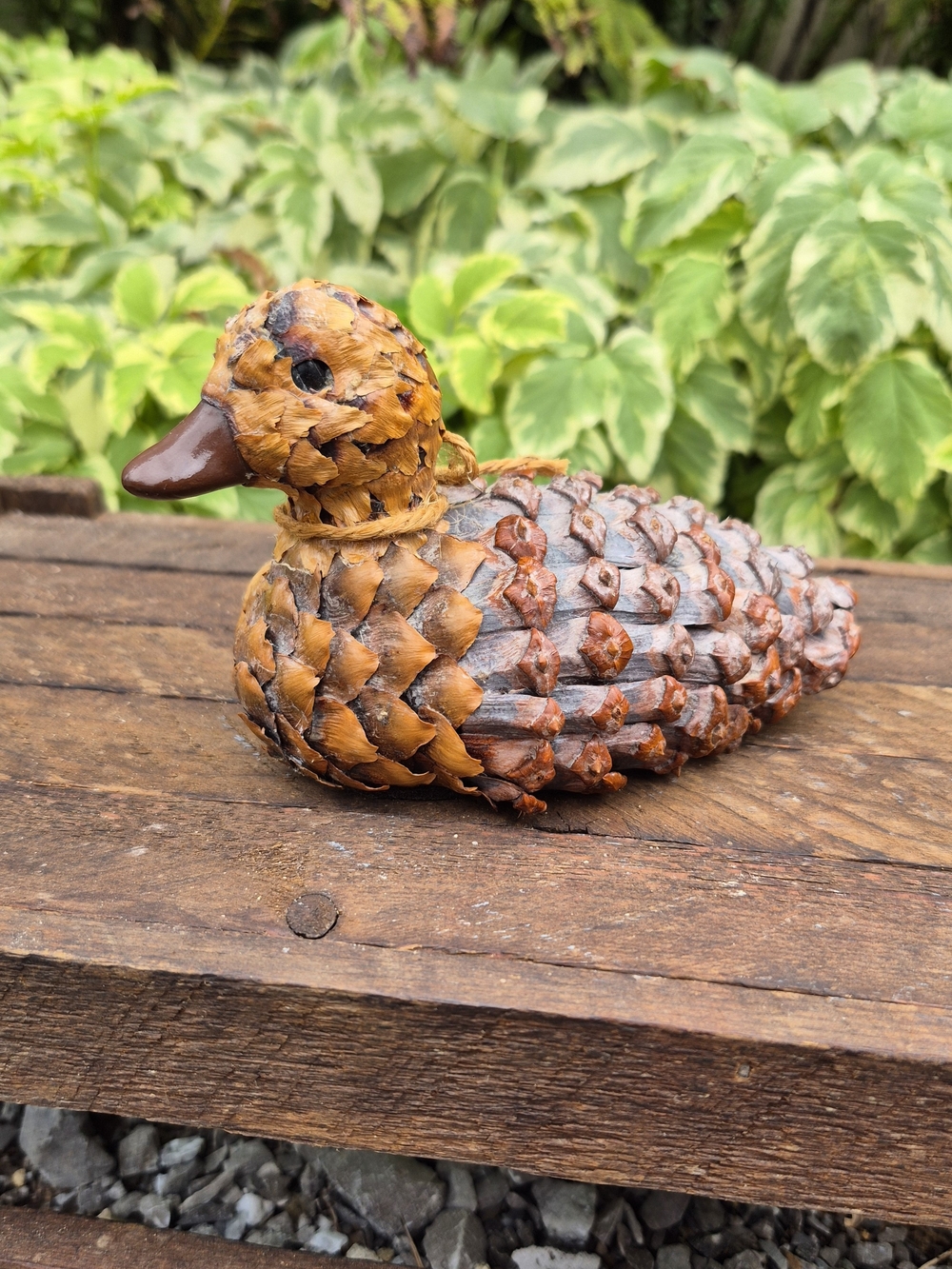 Vintage Pinecone Handcrafted Duck Figurine - Excellent Condition 6x3.75